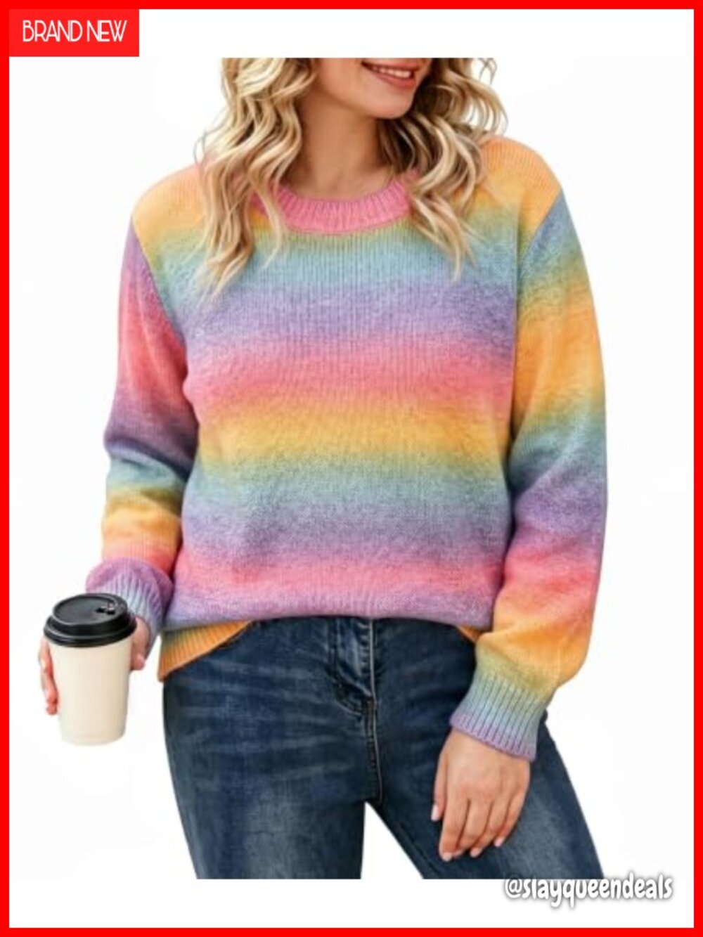 Plus Size Pullover Sweater Long Sleeve Crew Neck Oversized Knit Pattern